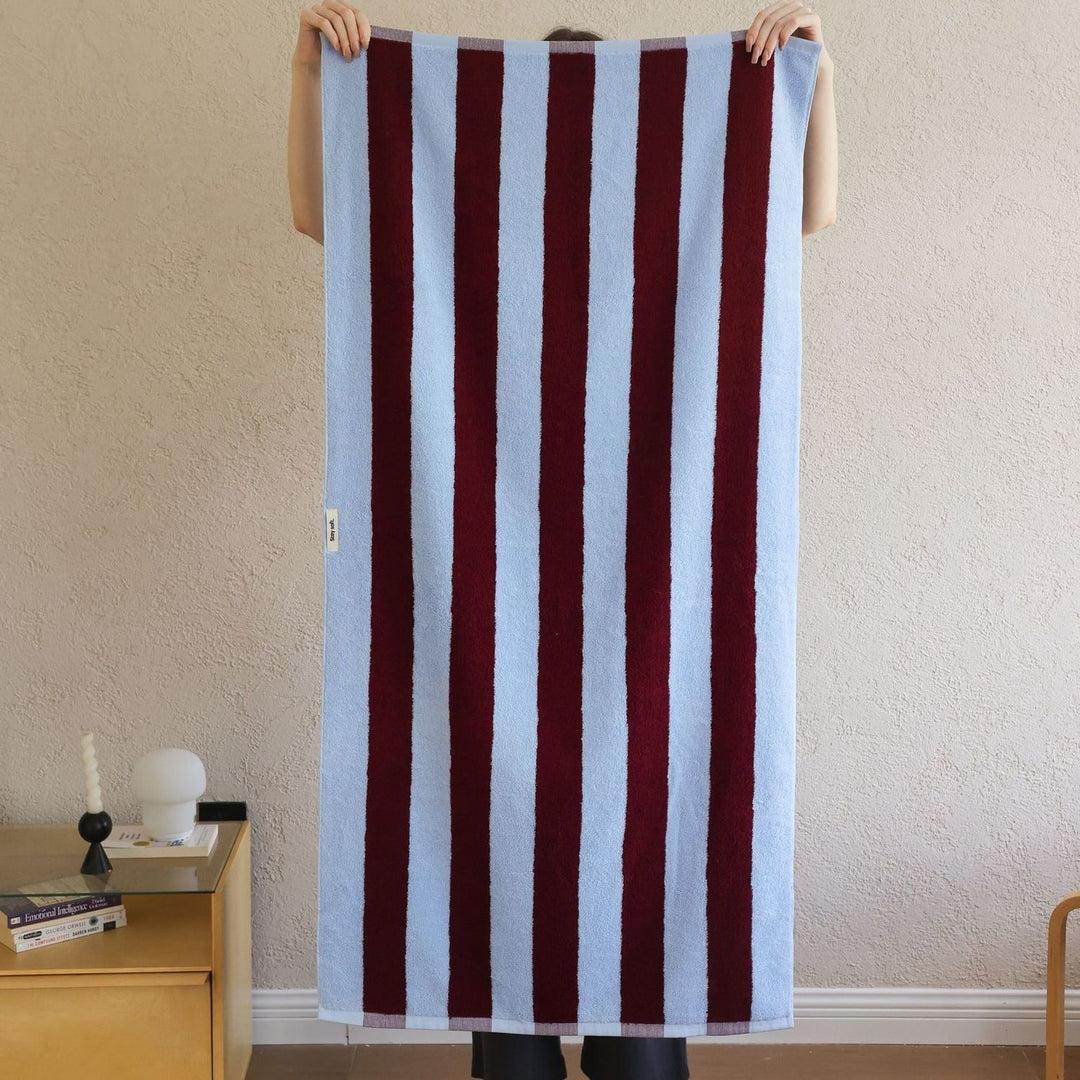 ワイドストライプカラーブロックコットンタオル