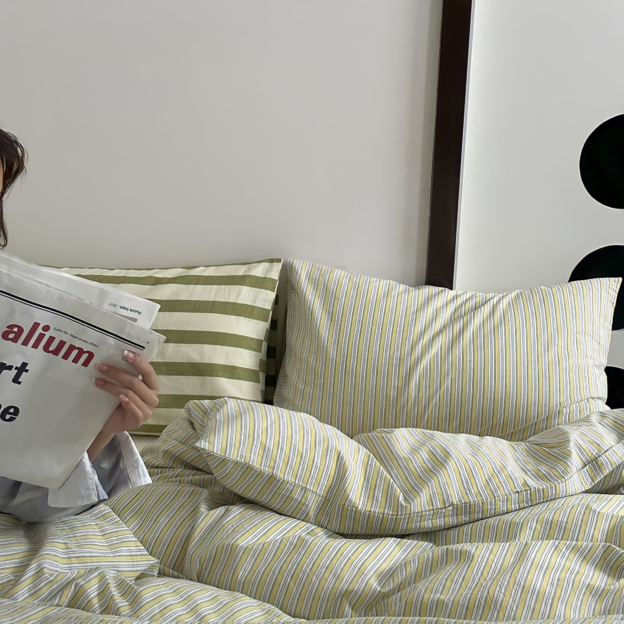 コットンカラーストライプ寝具セット 