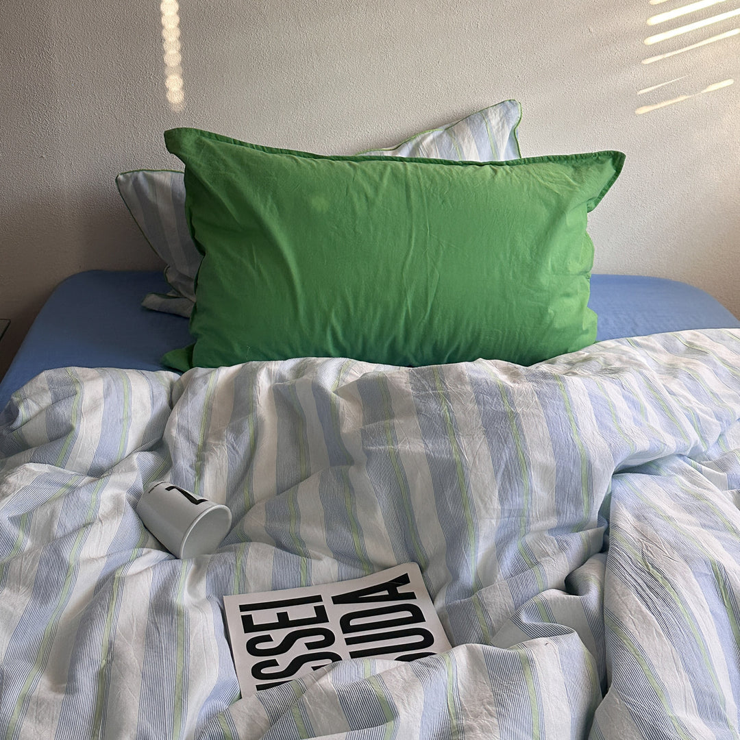 Green Piping Stripe Bedding Set