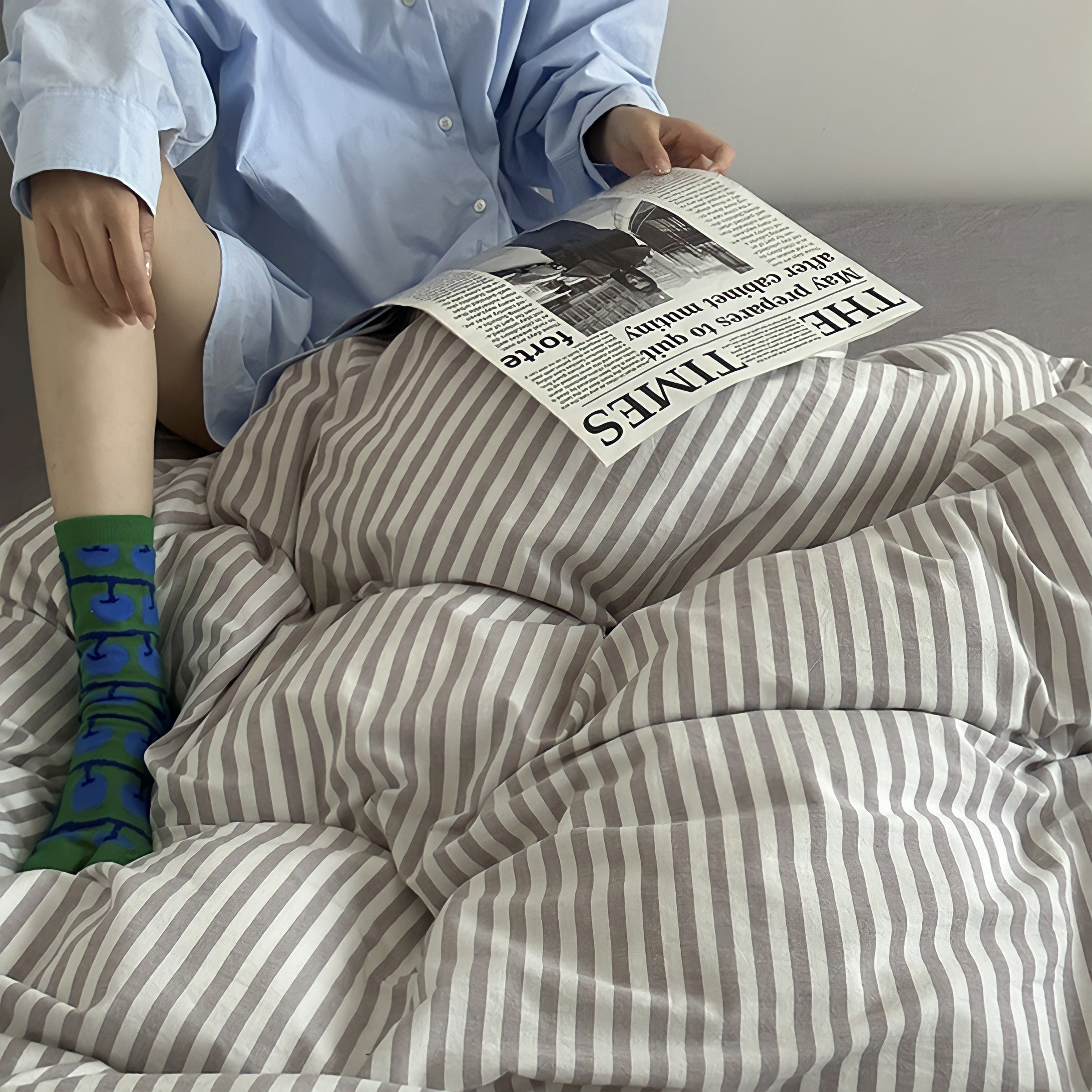 コットンカラーストライプ寝具セット 