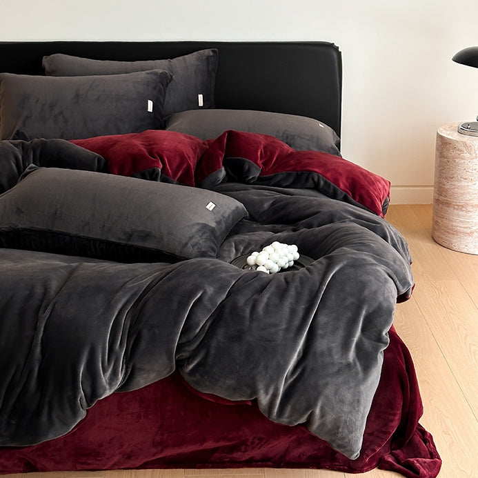 Double Milk Fleece Bedding Set, Dark Charcoal
