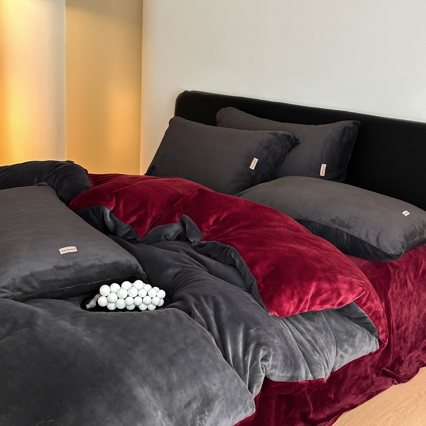 Double Milk Fleece Bedding Set, Dark Charcoal