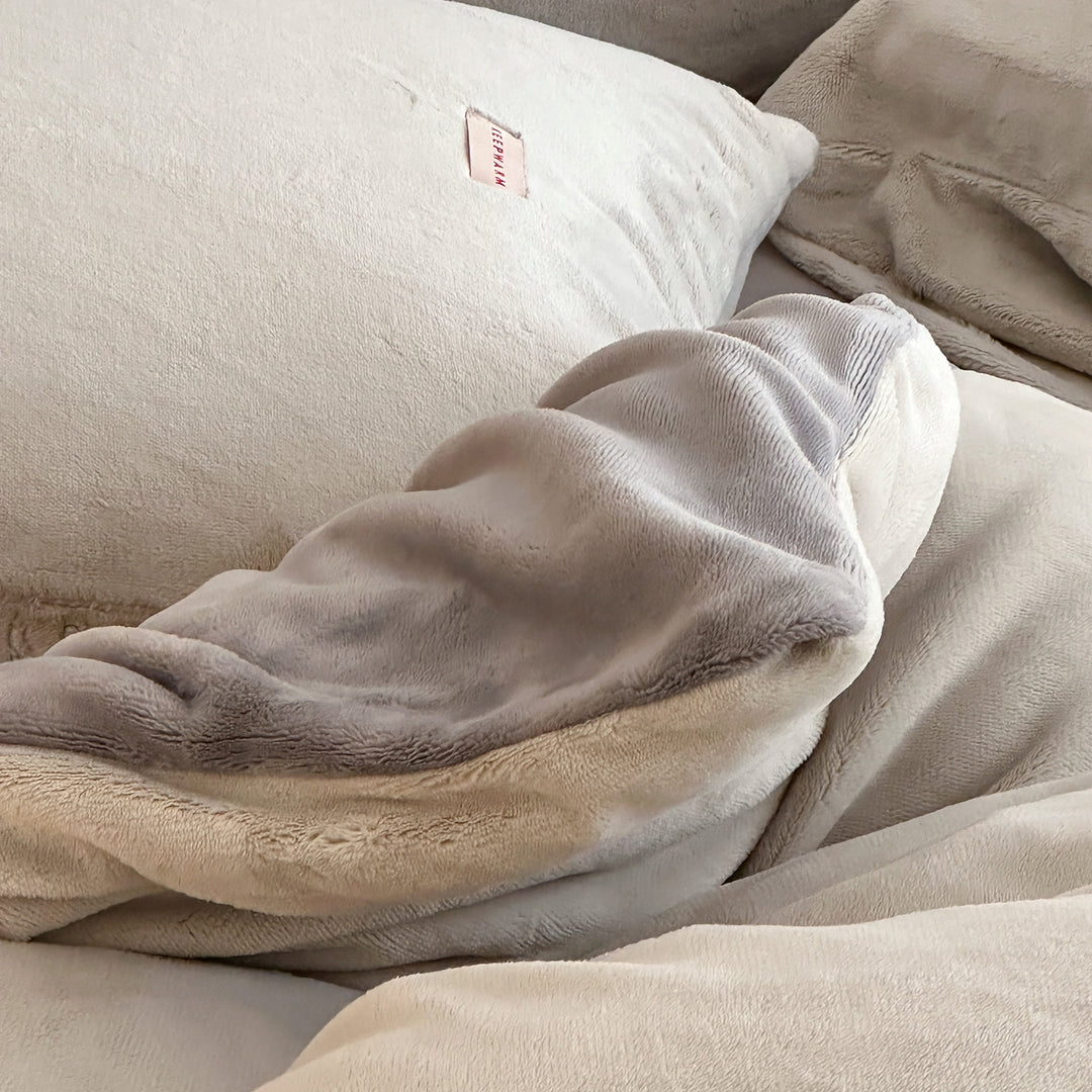 Double Milk Fleece Bedding Set, Soft Gray