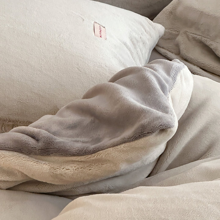 Double Milk Fleece Bedding Set, Soft Gray