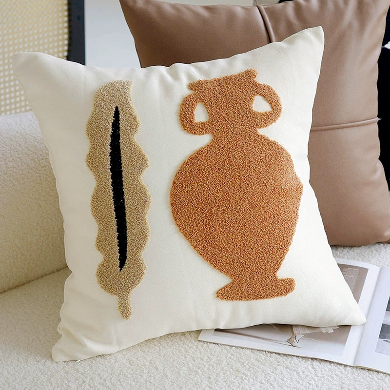 ブラウンクリームアート クッションカバー kocol