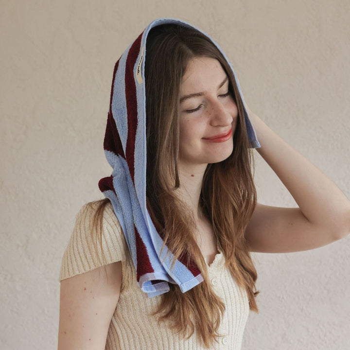 ワイドストライプカラーブロックコットンタオル