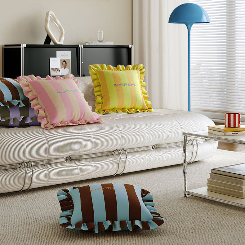 Striped frill colorful cushion