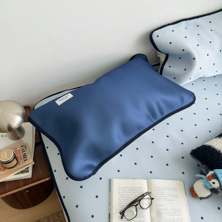Ice Silk Dotted Mat Set, Blue