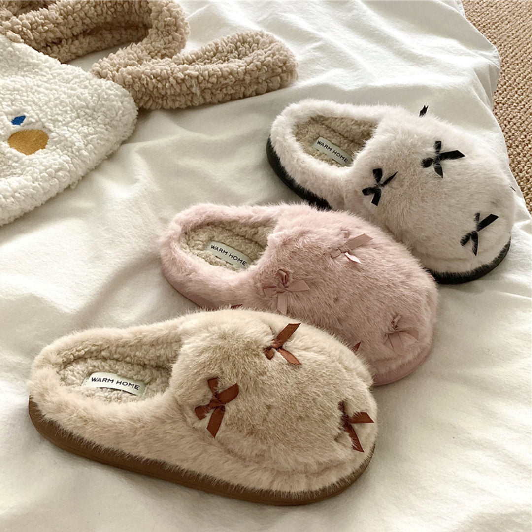 ミニリボンふわふわルームシューズ ピンク