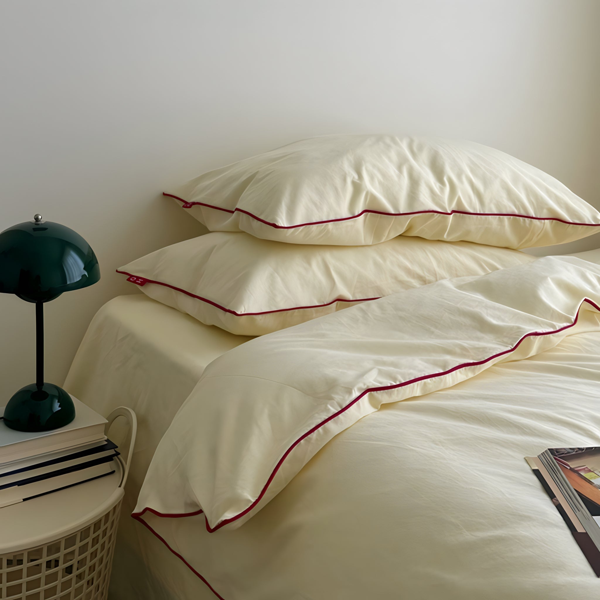 ウォッシュドコットンパイピング寝具セット 