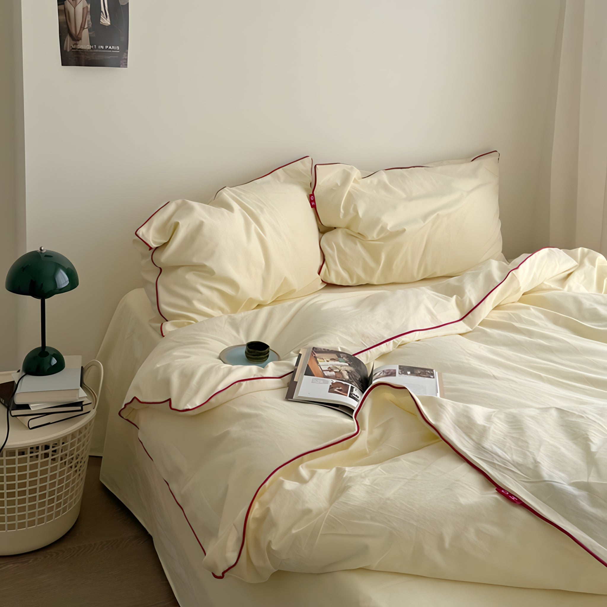 ウォッシュドコットンパイピング寝具セット 