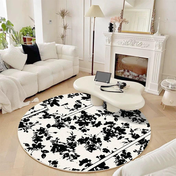 クリーム色ラウンドラグマット カーペット フロアマット / Cream round rug carpet floor mat - kocol