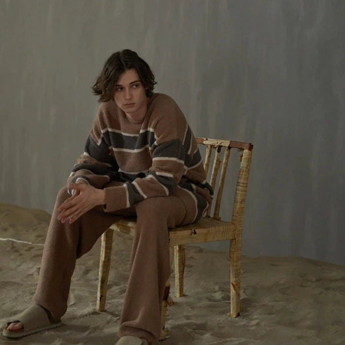 ユニセックス もこもこ ボーダー ルームウェア kocol