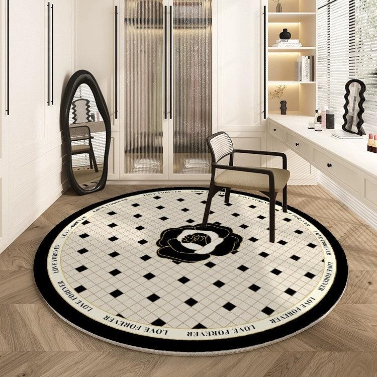 クリーム色ラウンドラグマット カーペット フロアマット / Cream round rug carpet floor mat - kocol