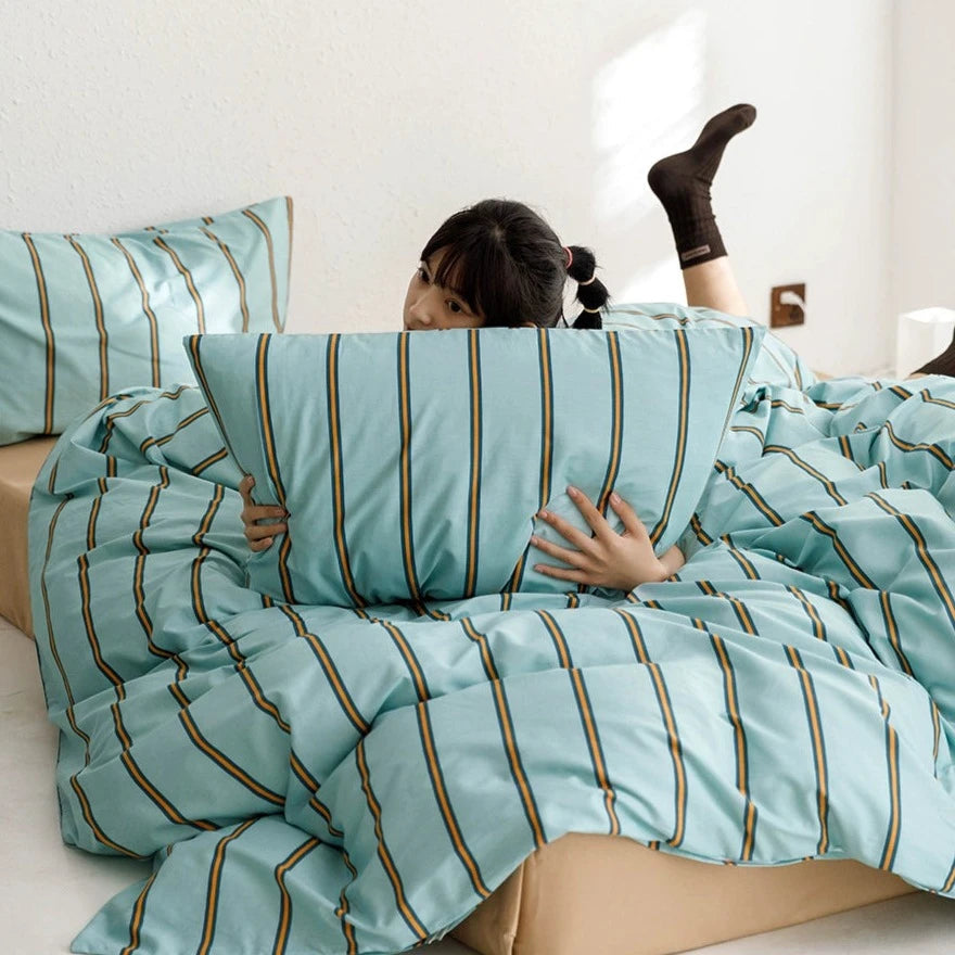 マルチストライプチョコミントカラー寝具セット kocol