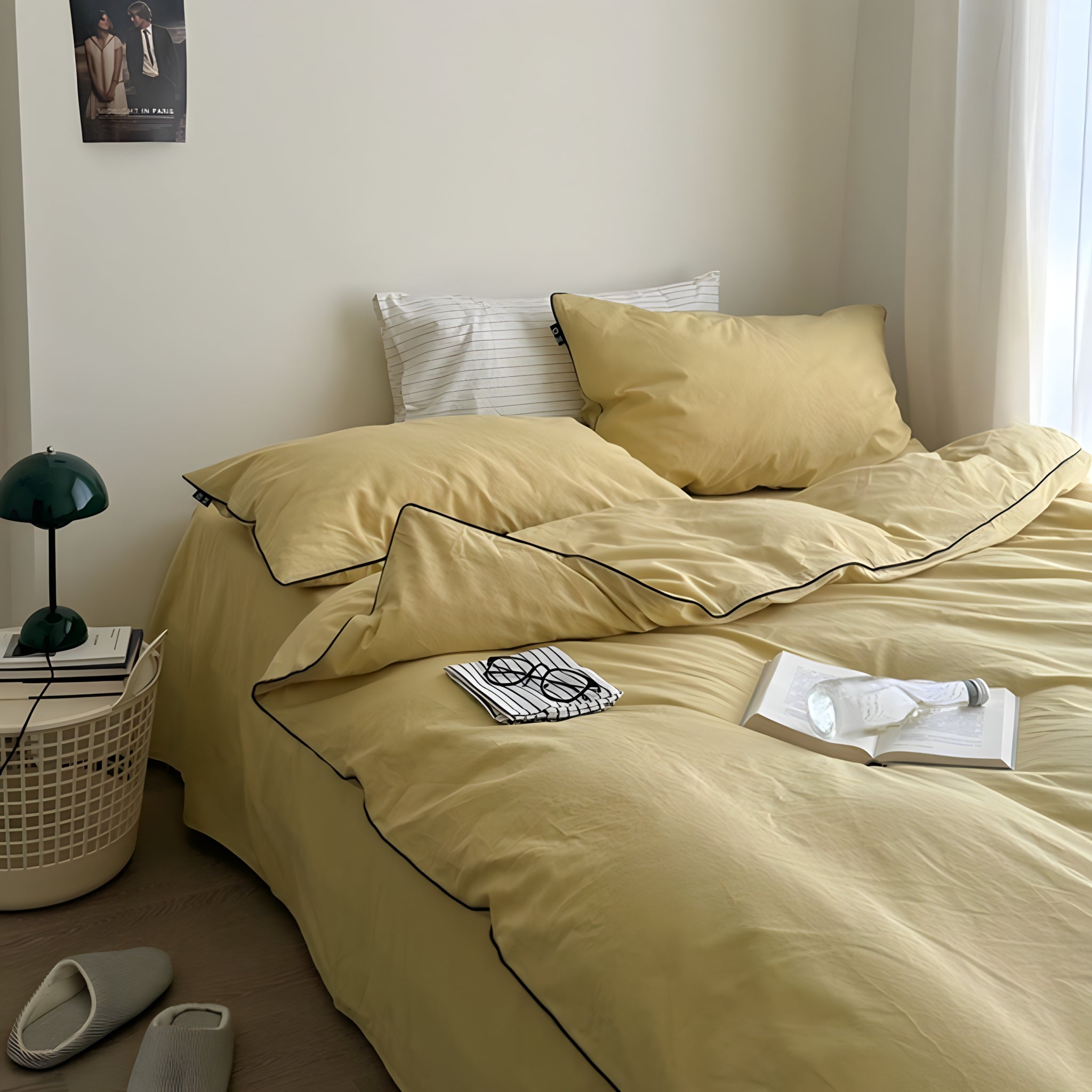 ウォッシュドコットンパイピング寝具セット 