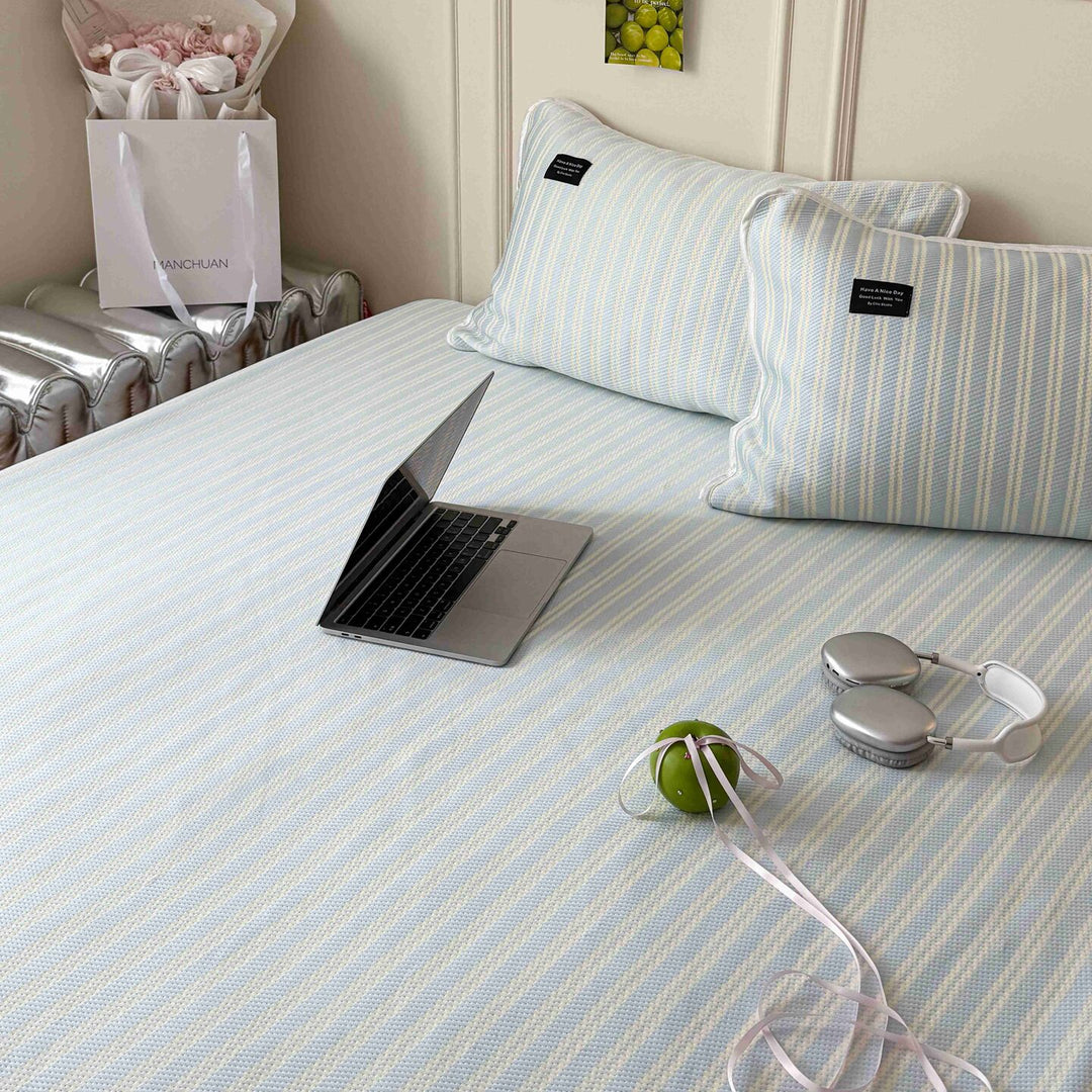 Modern Stripe Cool Pad Light Blue