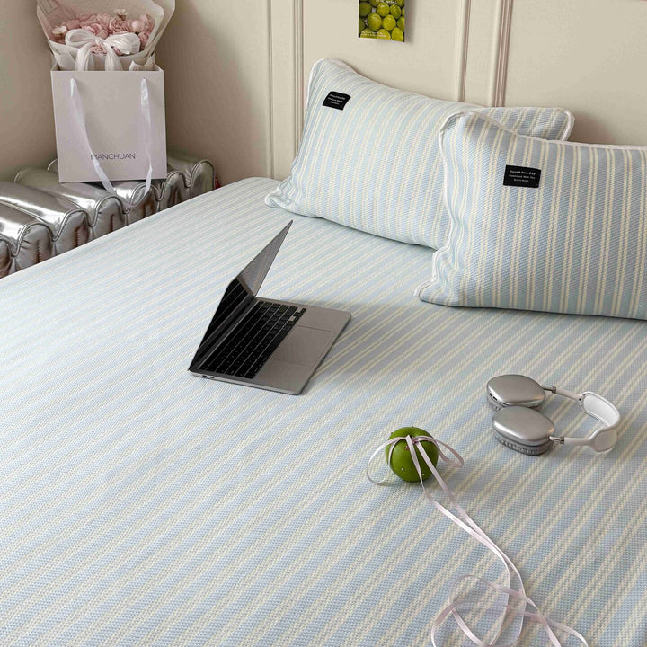 Modern Stripe Cool Pad Light Blue