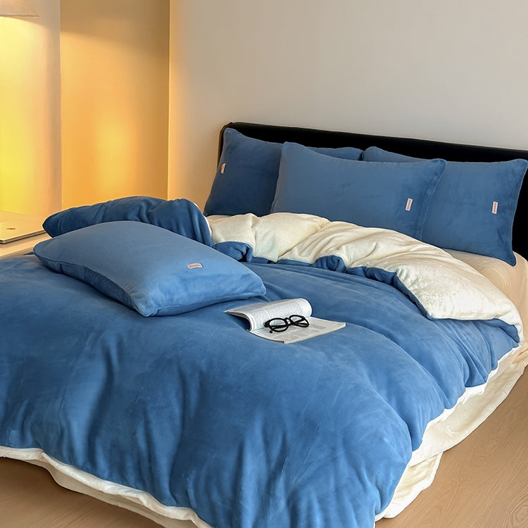 Double Milk Fleece Bedding Set, Sapphire Blue