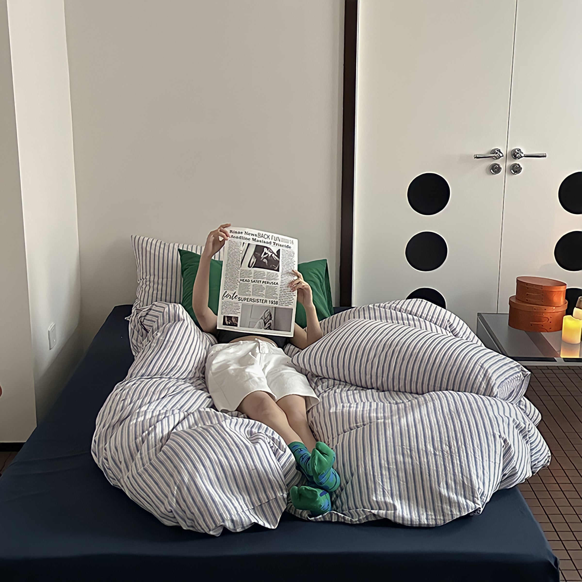 コットンカラーストライプ寝具セット 