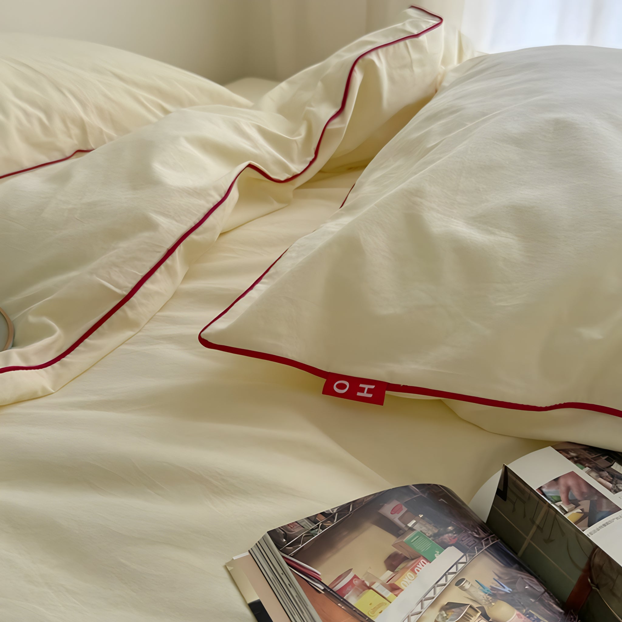 ウォッシュドコットンパイピング寝具セット 