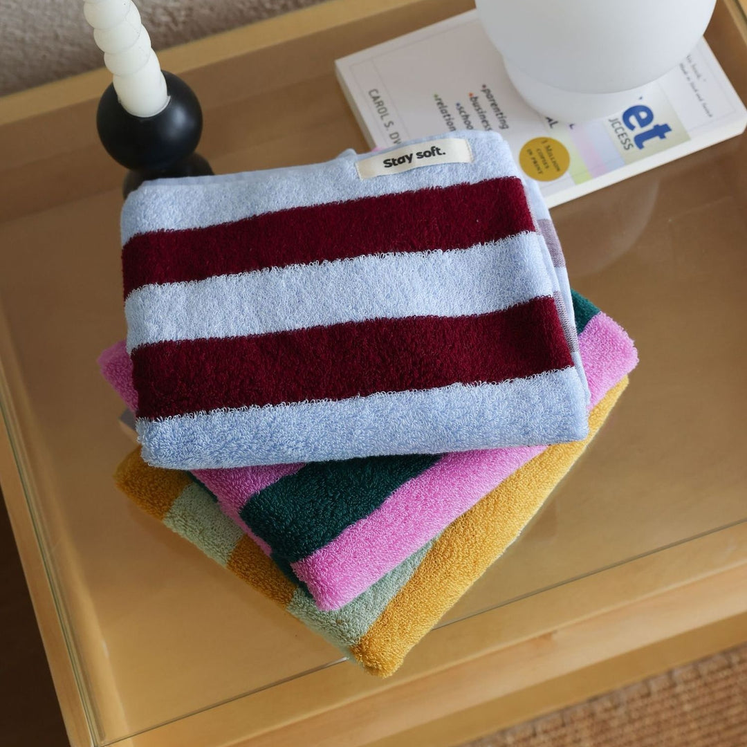 ワイドストライプカラーブロックコットンタオル