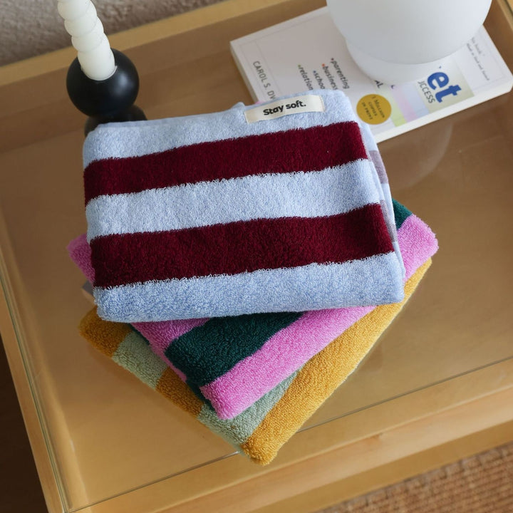 ワイドストライプカラーブロックコットンタオル