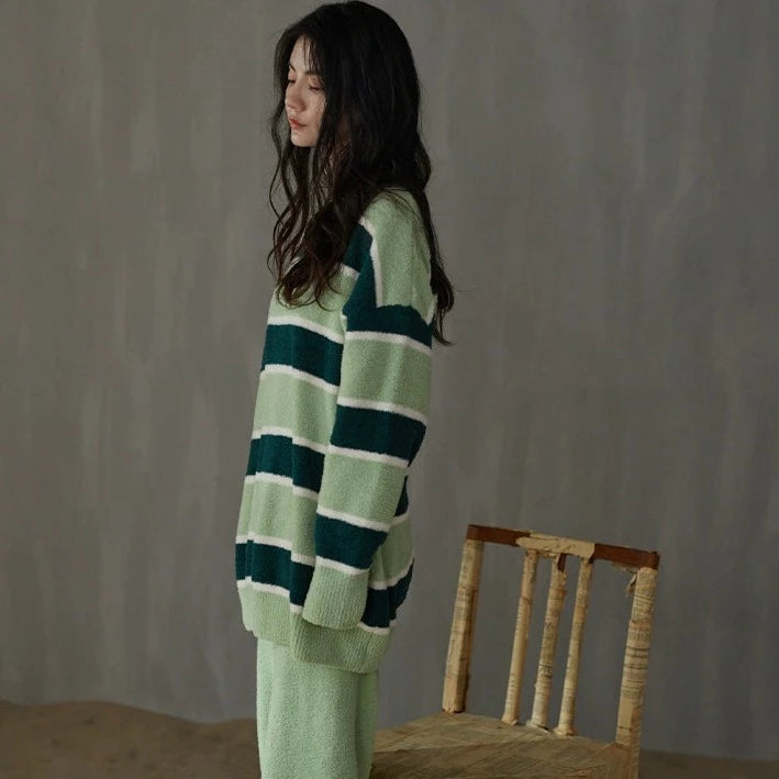 ユニセックス もこもこ ボーダー ルームウェア kocol