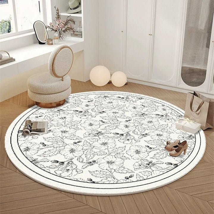 クリーム色ラウンドラグマット カーペット フロアマット / Cream round rug carpet floor mat - kocol