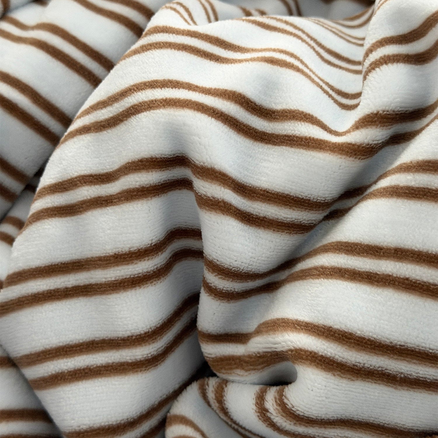 Blue & Brown Fleece Stripe Bedding Set