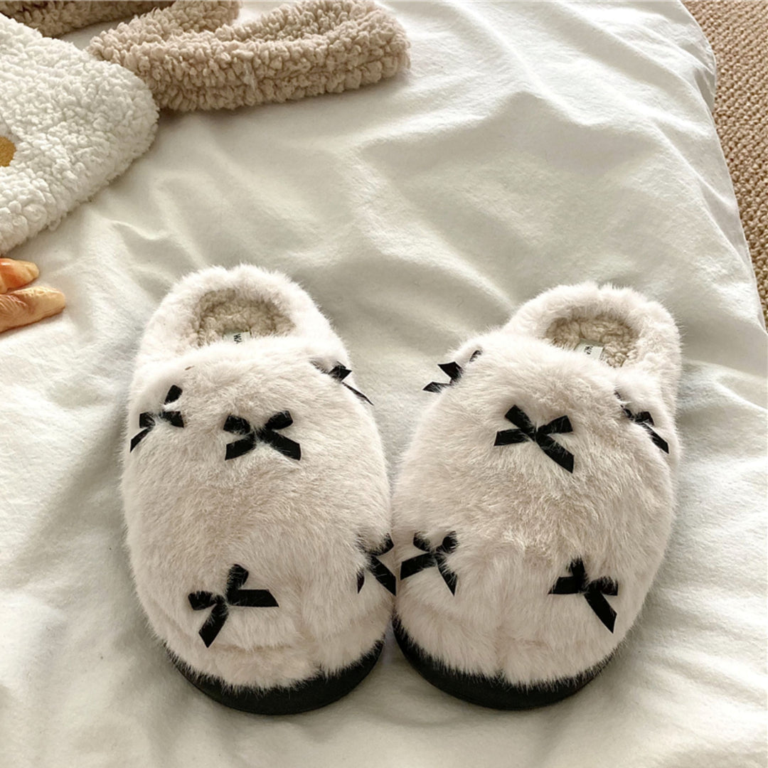 ミニリボンふわふわルームシューズ クリーム