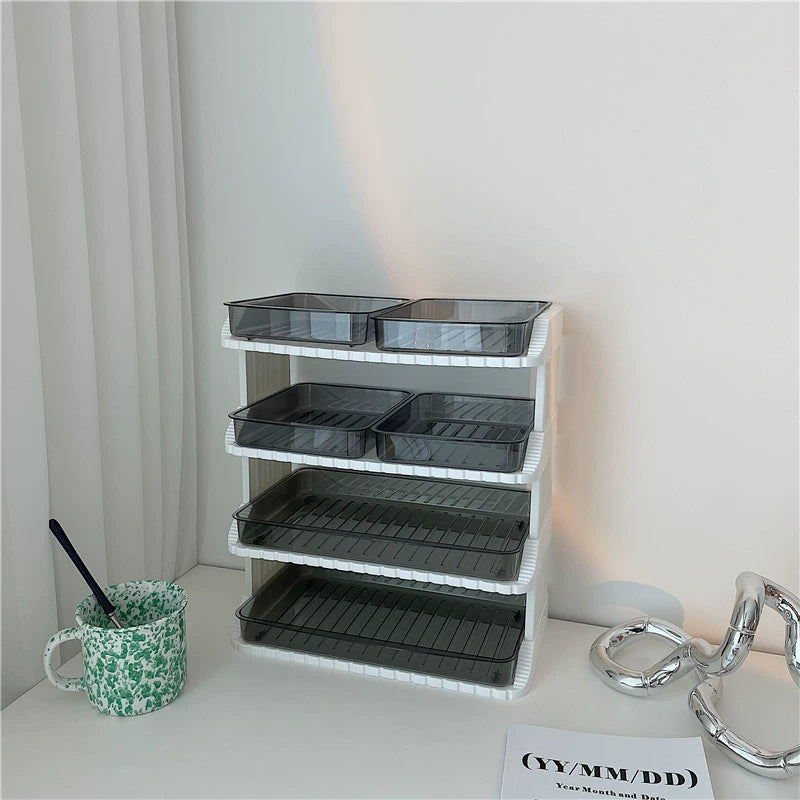 多機能 クリア 収納ラック デスクトップ 収納ラック kocol