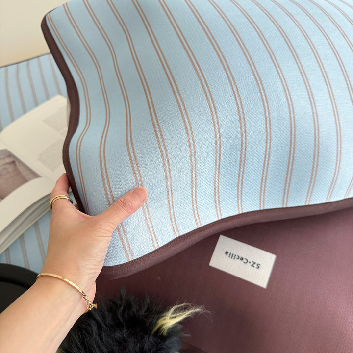 Soft Cool Ice Silk Stripe Mat Set Light Blue