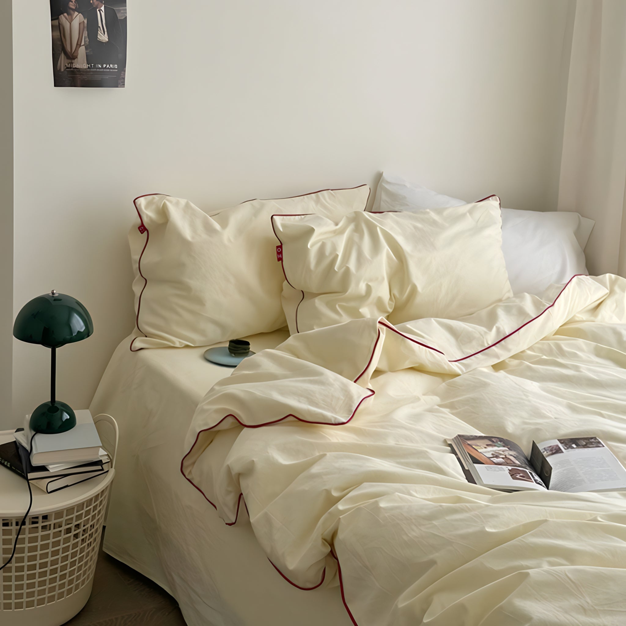 ウォッシュドコットンパイピング寝具セット 