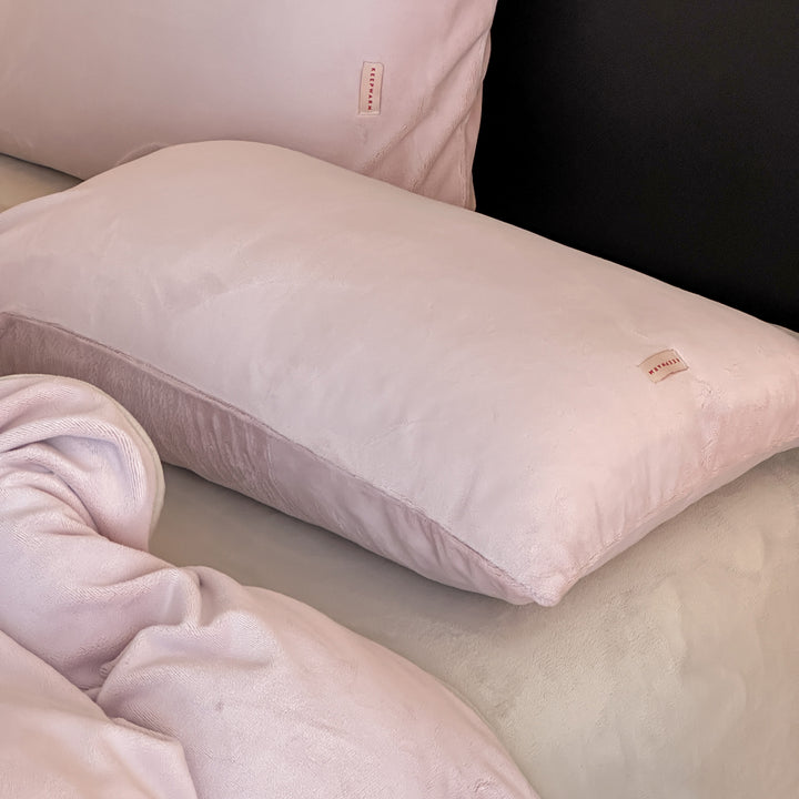 Double Milk Fleece Bedding Set, Soft Pink