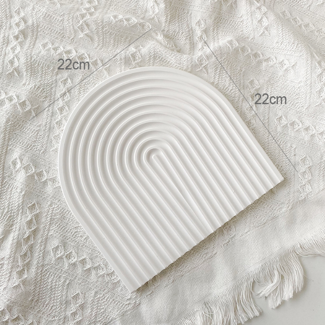 シンプル ホワイト 石膏プレート ジュエリープレート / Simple white plaster plate jewelry plate - kocol