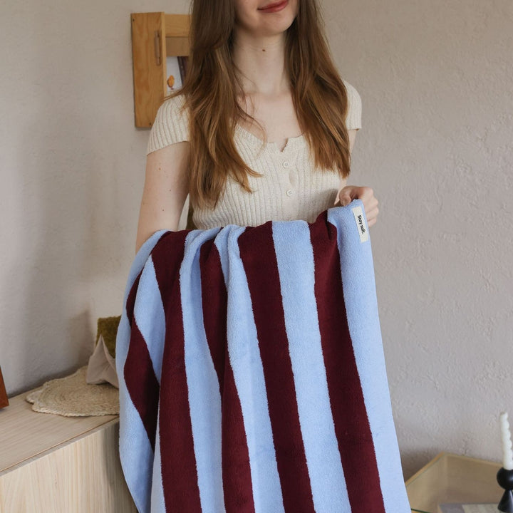 ワイドストライプカラーブロックコットンタオル