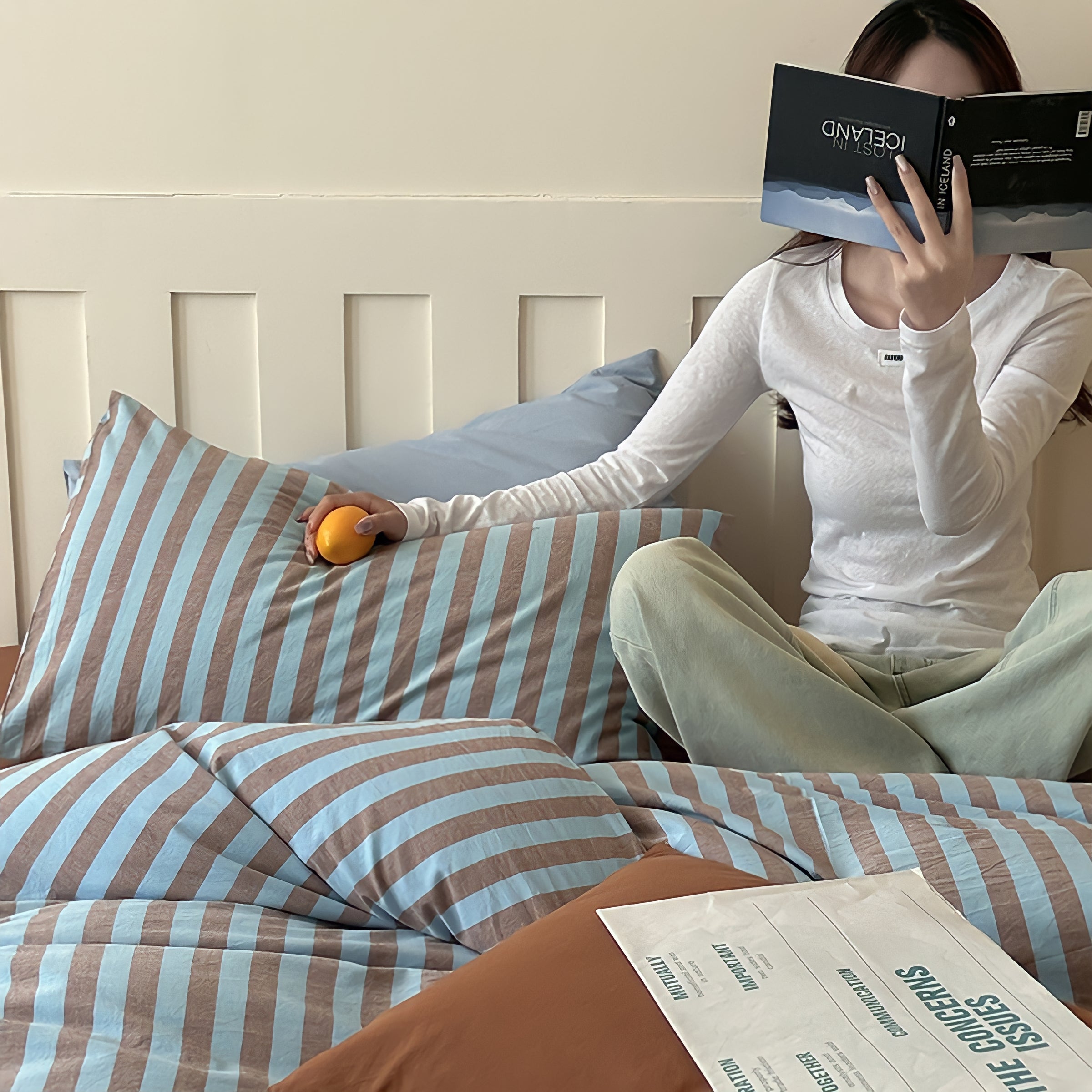 コットンカラーストライプ寝具セット 