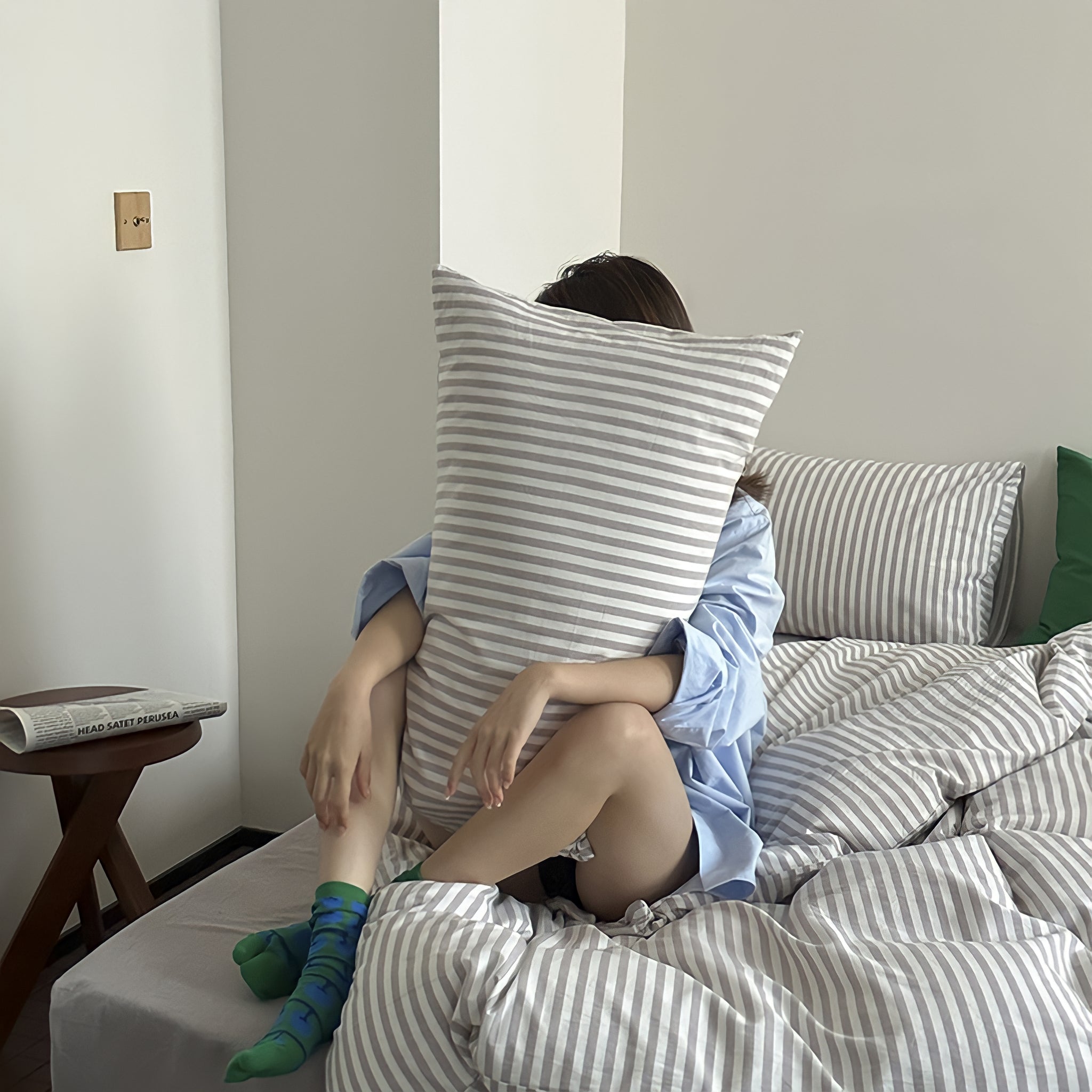 コットンカラーストライプ寝具セット 