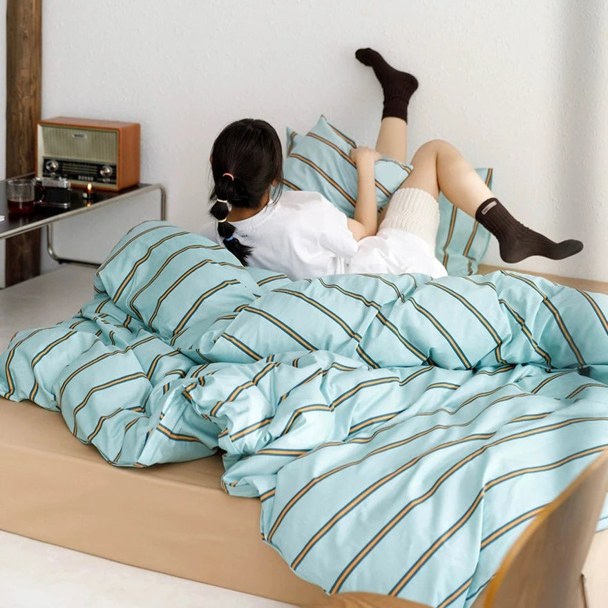 マルチストライプチョコミントカラー寝具セット kocol