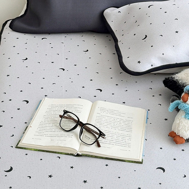 Ice Silk Star & Moon Mat Set Silver Grey