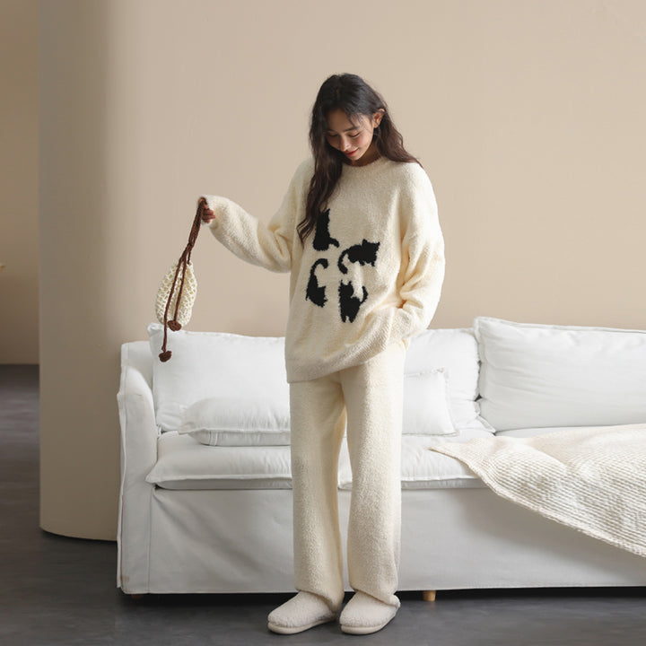 Fluffy cat silhouette loungewear 