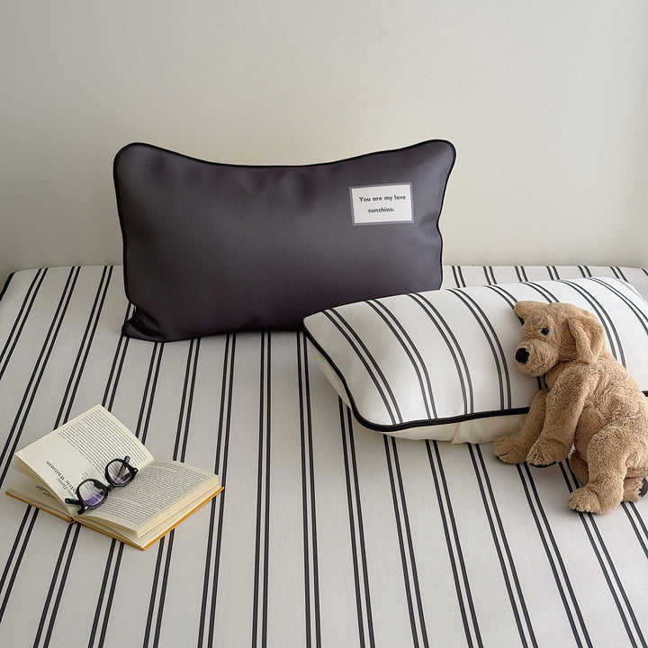 Ice Silk Double-Line Stripe Mat Set - Black
