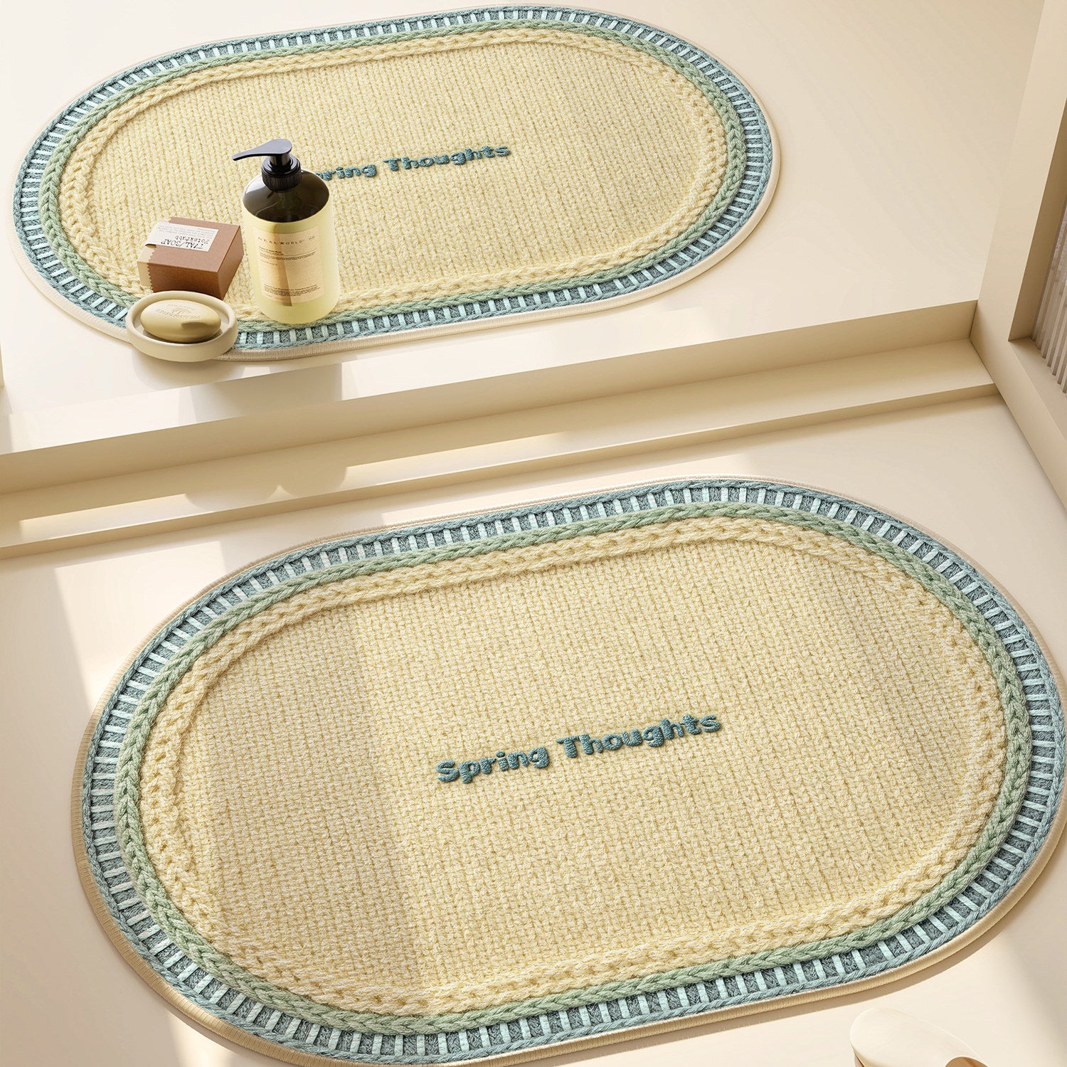 Lettered Design Oval Bath Mat Kiwi
