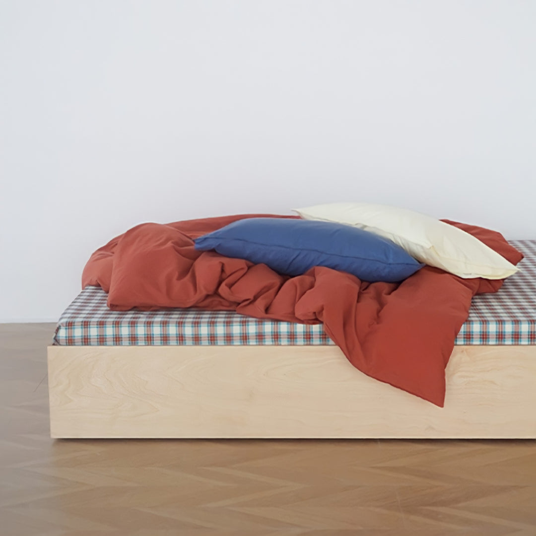 Pure cotton nuanced pastel duvet cover, red