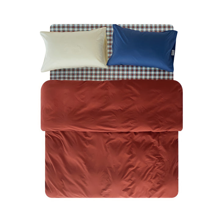 Pure cotton nuanced pastel duvet cover, red