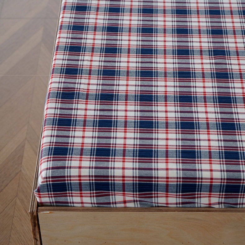 Pure Cotton Checkered Box Sheet Red Navy