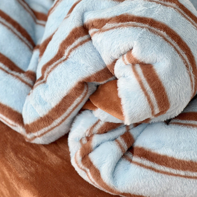 Saxe & Brown Pinstripe Bedding Set