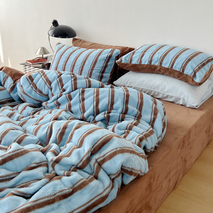 Saxe & Brown Pinstripe Bedding Set