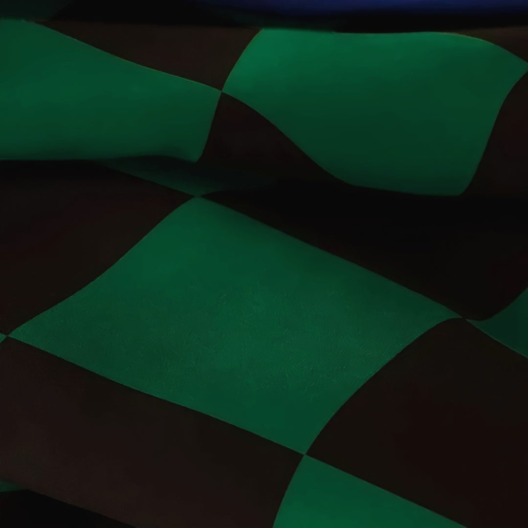 ウェーブブロックチェックテーブルクロス　ブルー